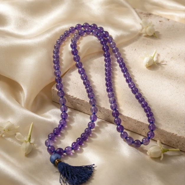 Amethyst Mala - 108-bead prayer mala from Lucky Gem House