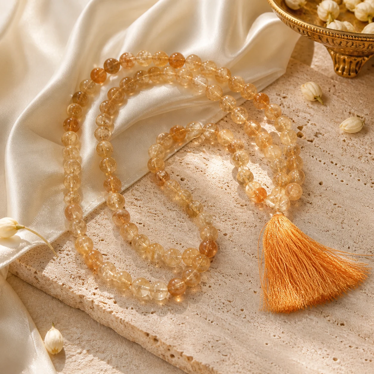 Citrine Mala - 108-bead prayer mala from Lucky Gem House