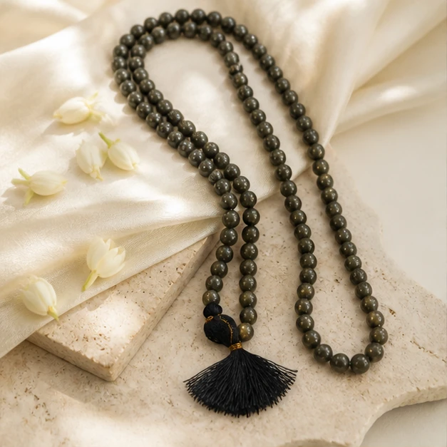 Pyrite Mala - 108-bead prayer mala from Lucky Gem House