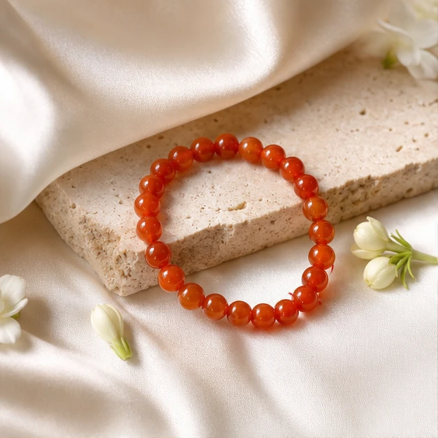 Red Carnelian Bracelet - Natural stone bracelet from Lucky Gem House
