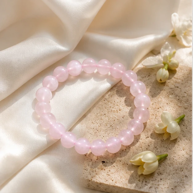 Rose Quartz Bracelet - Natural stone bracelet from Lucky Gem House