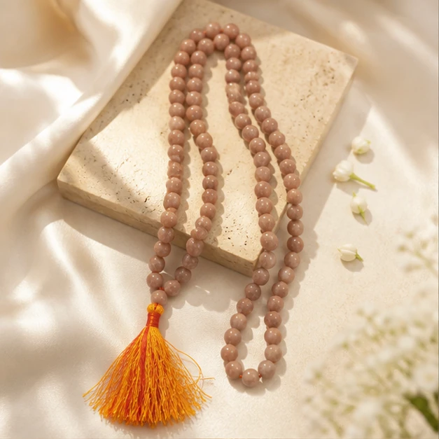 Sunstone Mala - 108-bead prayer mala from Lucky Gem House